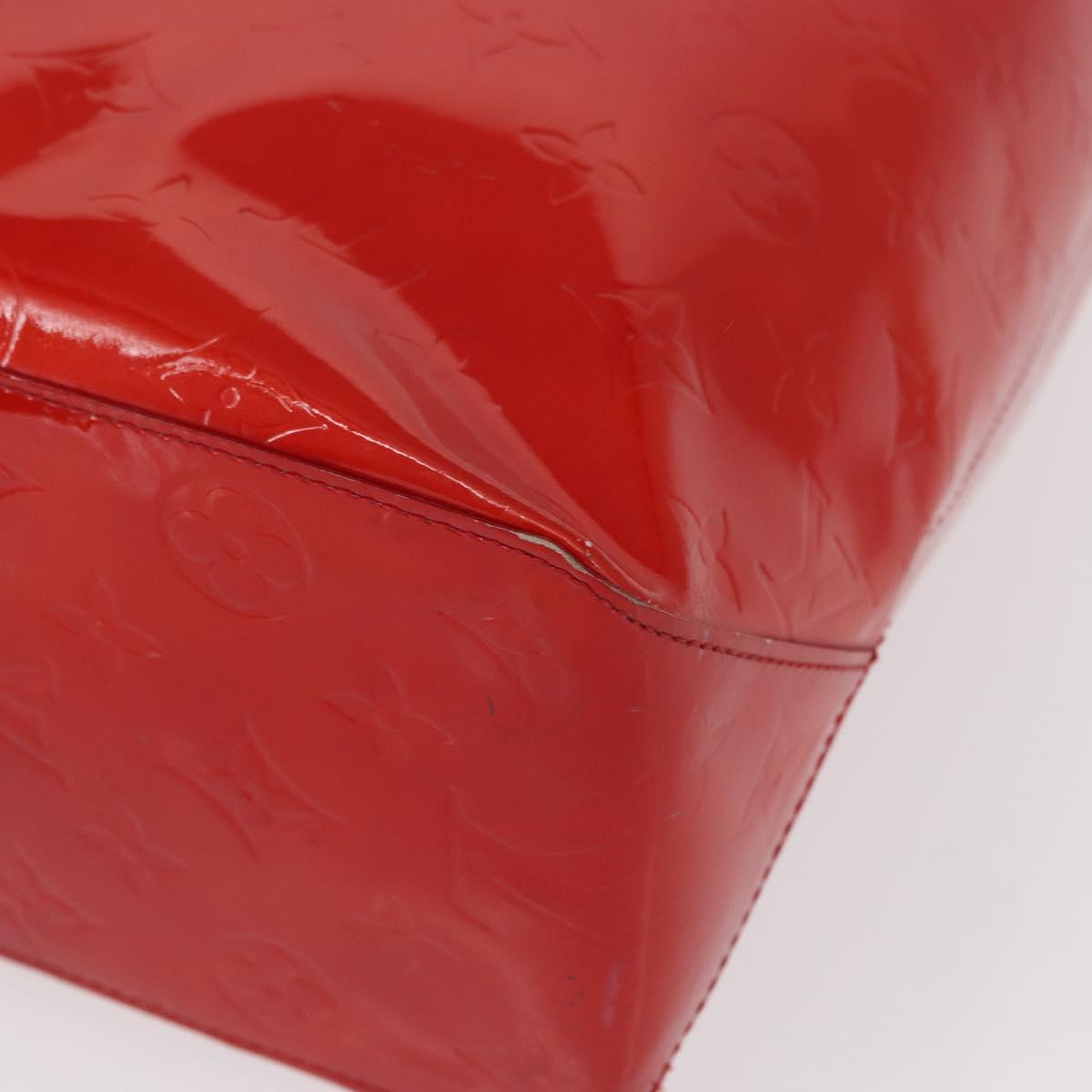 LOUIS VUITTON Monogram Vernis Reade MM Hand Bag Red Rouge M91086 LV Auth BA9480