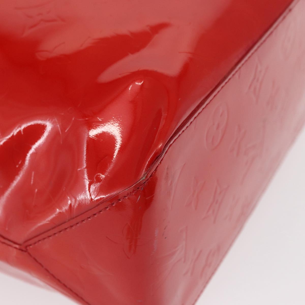 LOUIS VUITTON Monogram Vernis Reade MM Hand Bag Red Rouge M91086 LV Auth BA9480
