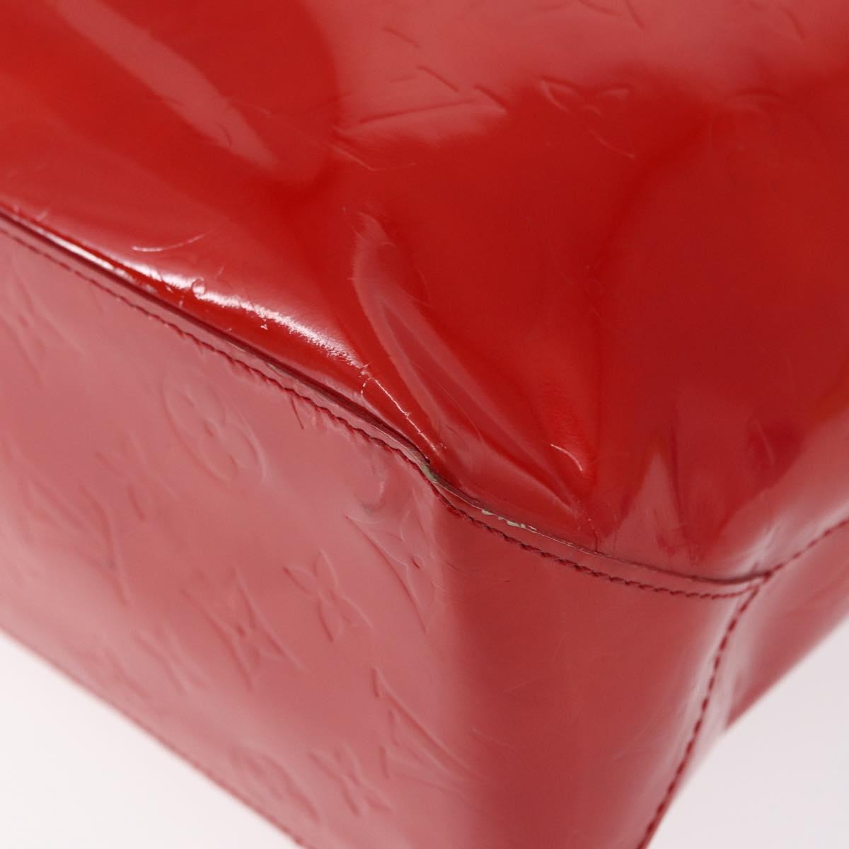 LOUIS VUITTON Monogram Vernis Reade MM Hand Bag Red Rouge M91086 LV Auth BA9480
