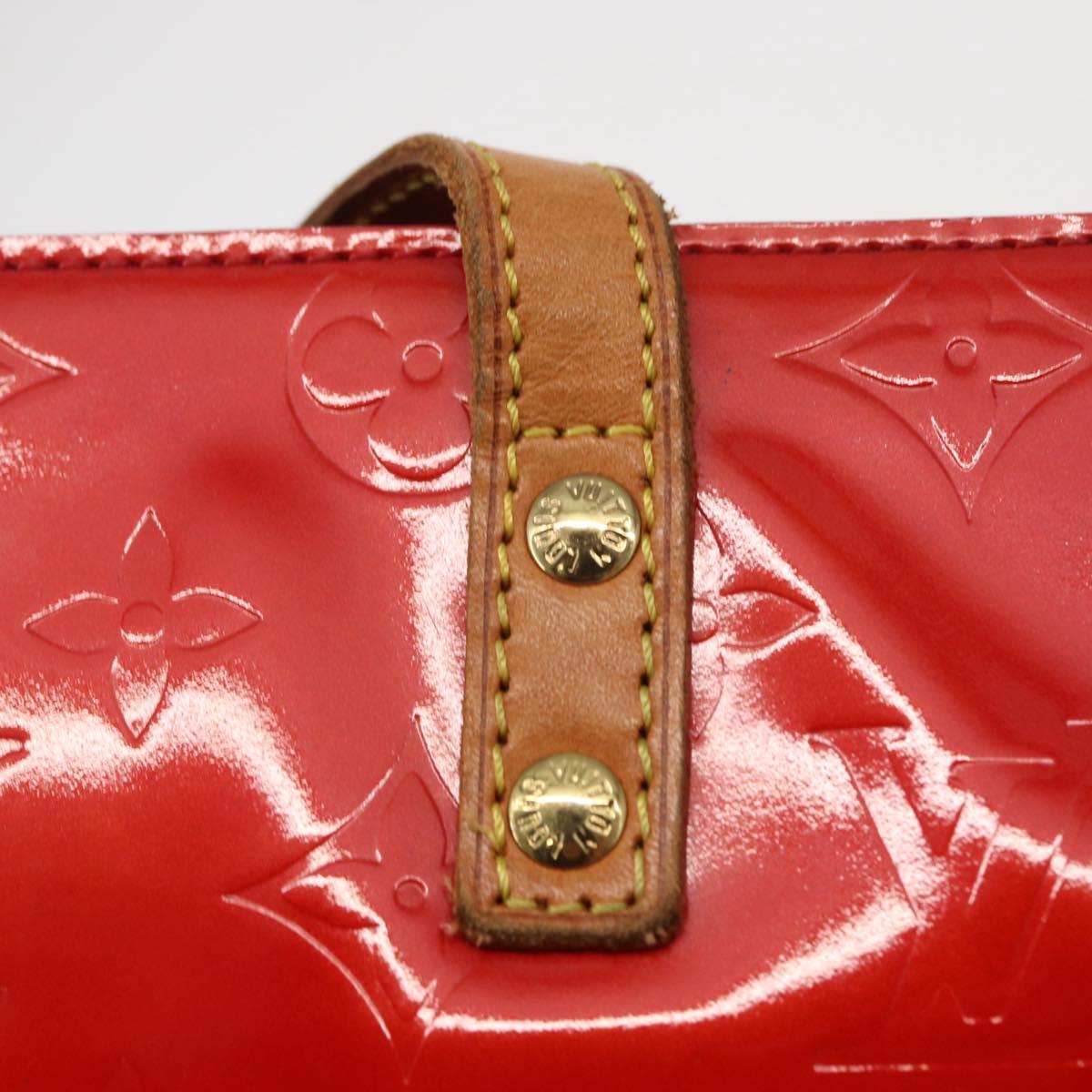 LOUIS VUITTON Monogram Vernis Reade MM Hand Bag Red Rouge M91086 LV Auth BA9480
