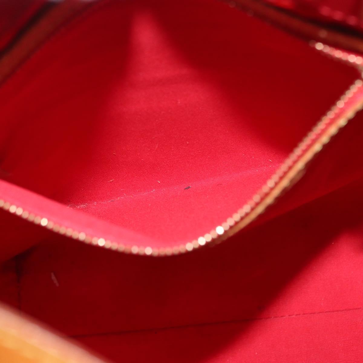 LOUIS VUITTON Monogram Vernis Reade MM Hand Bag Red Rouge M91086 LV Auth BA9480