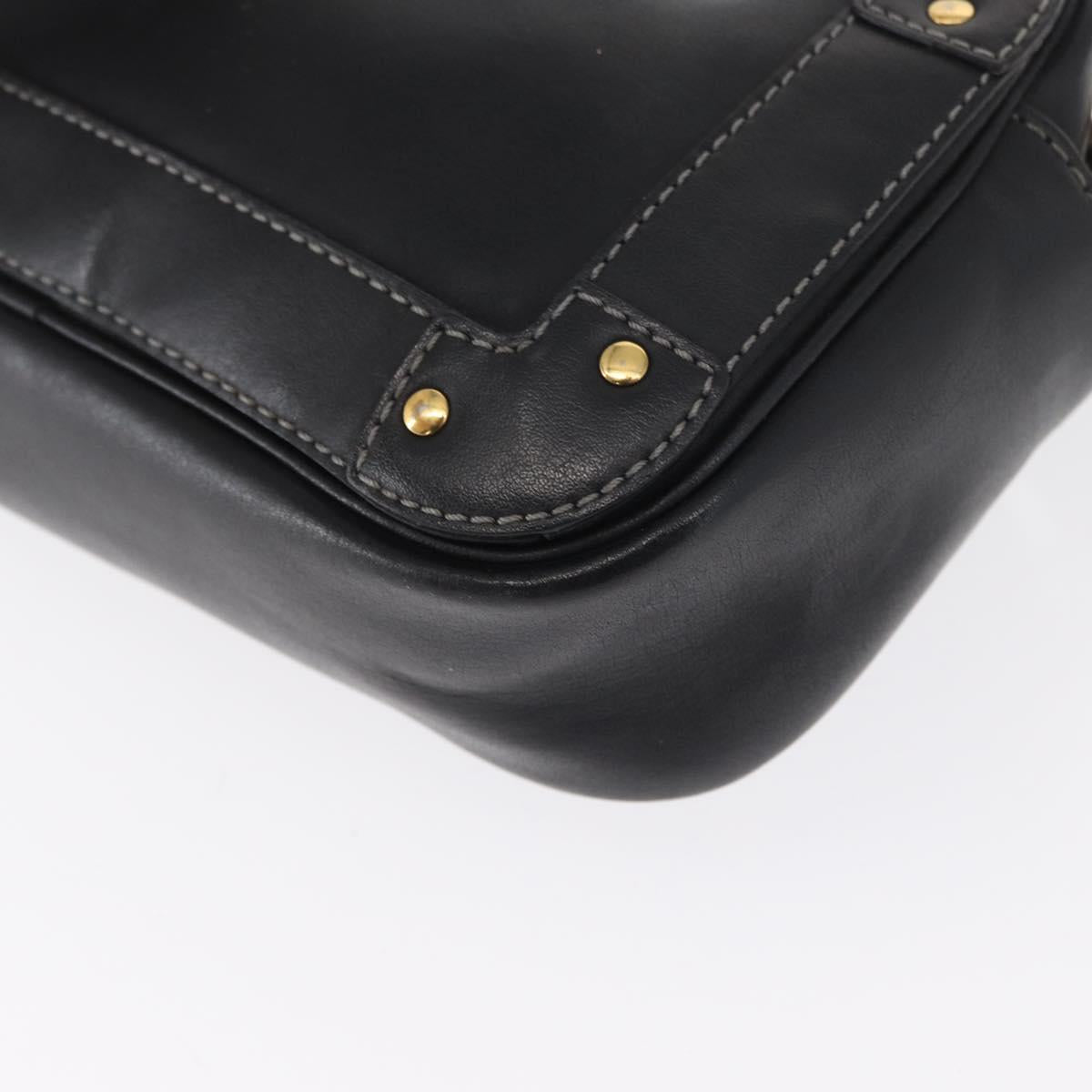 Chloe Eden Shoulder Bag Leather Black Gold Auth BA9482