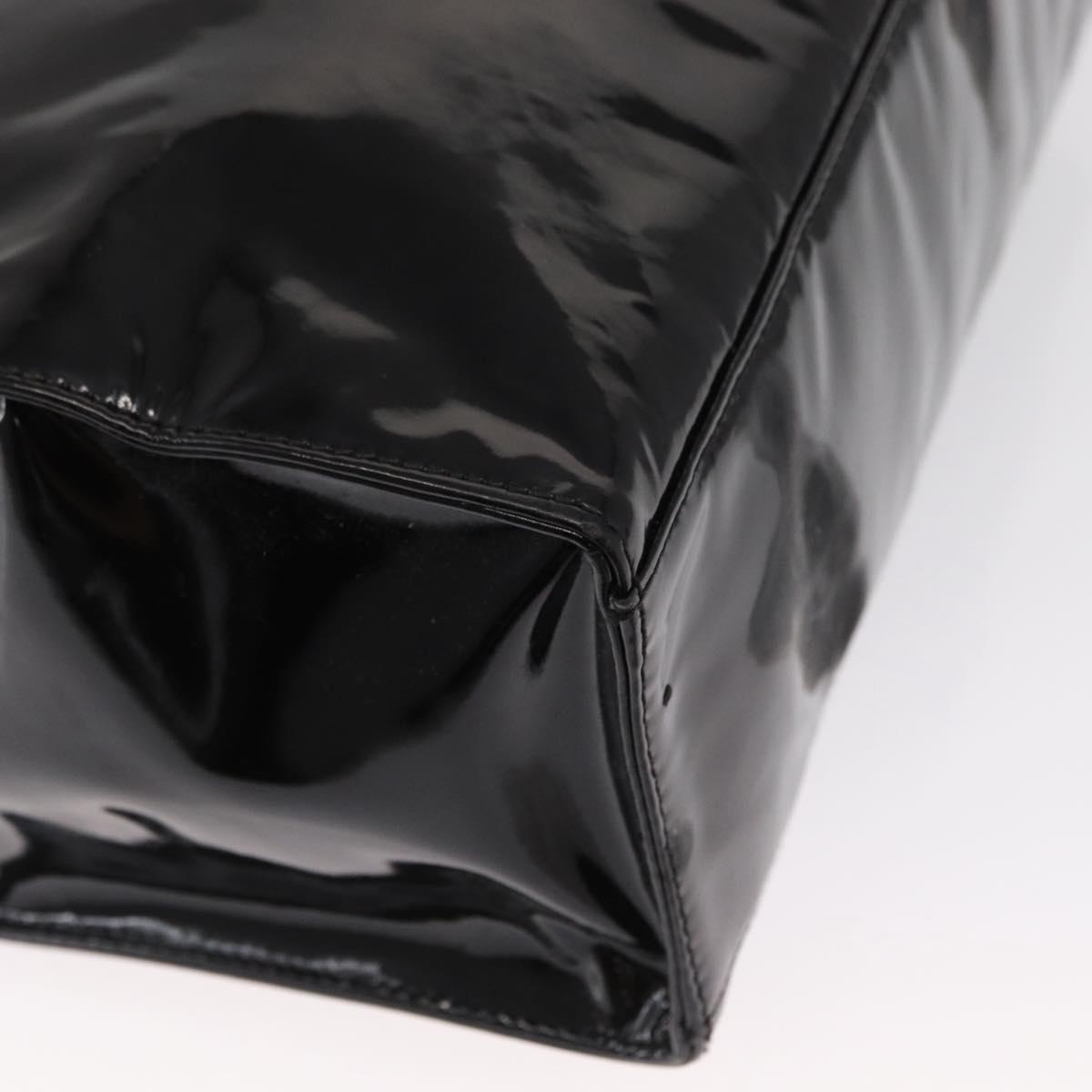 CHANEL COCO Mark Shoulder Bag Patent leather Black Gold CC Auth BA9483
