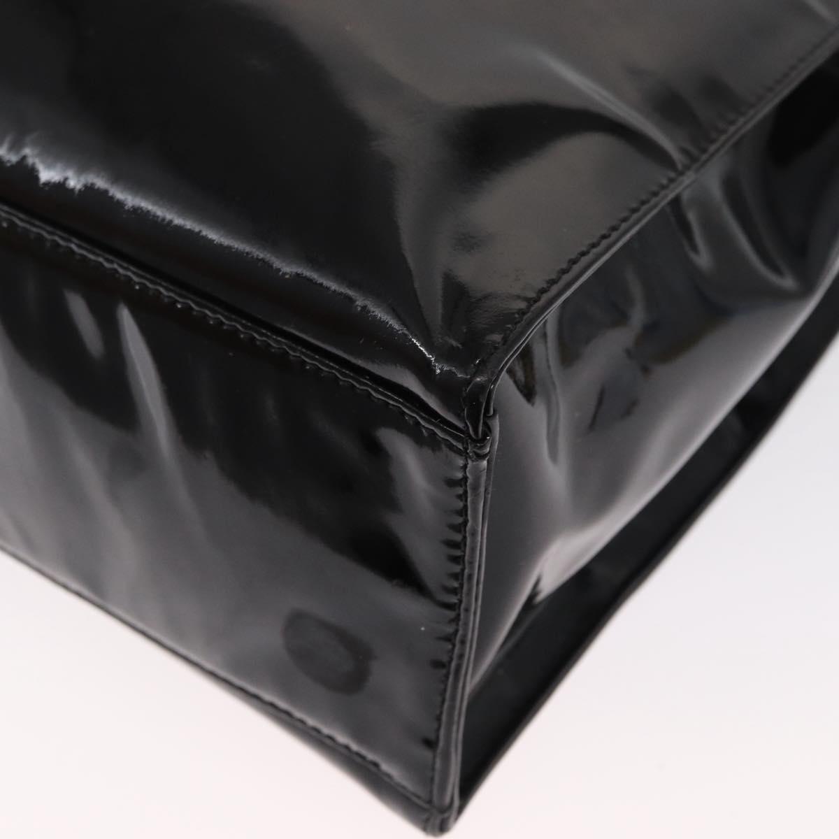 CHANEL COCO Mark Shoulder Bag Patent leather Black Gold CC Auth BA9483