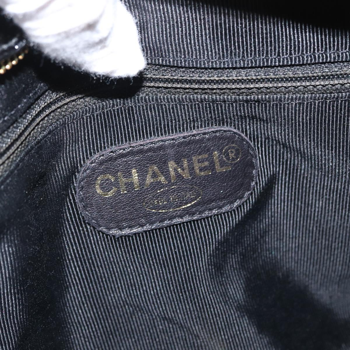 CHANEL COCO Mark Shoulder Bag Patent leather Black Gold CC Auth BA9483