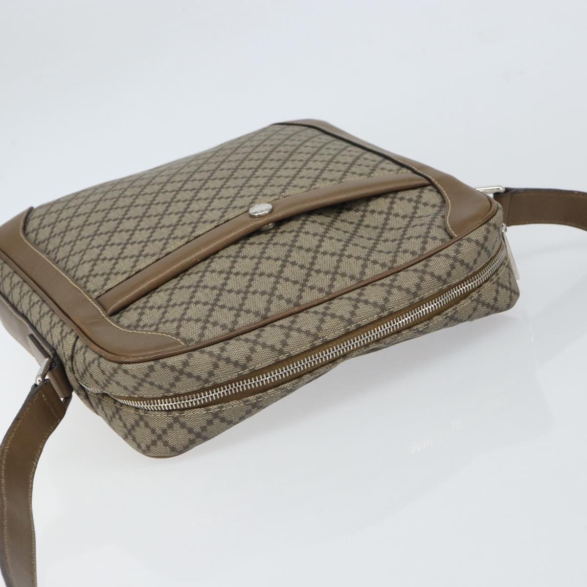 GUCCI Diamante Shoulder Bag PVC Leather Beige Silver 268159 Auth BA9486