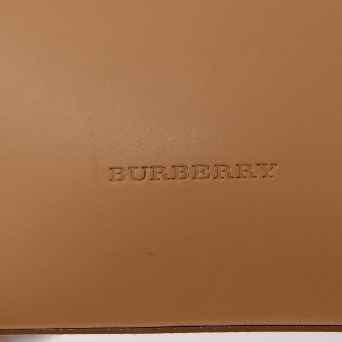 BURBERRY Hand Bag Leather Beige Gold Auth BA9489