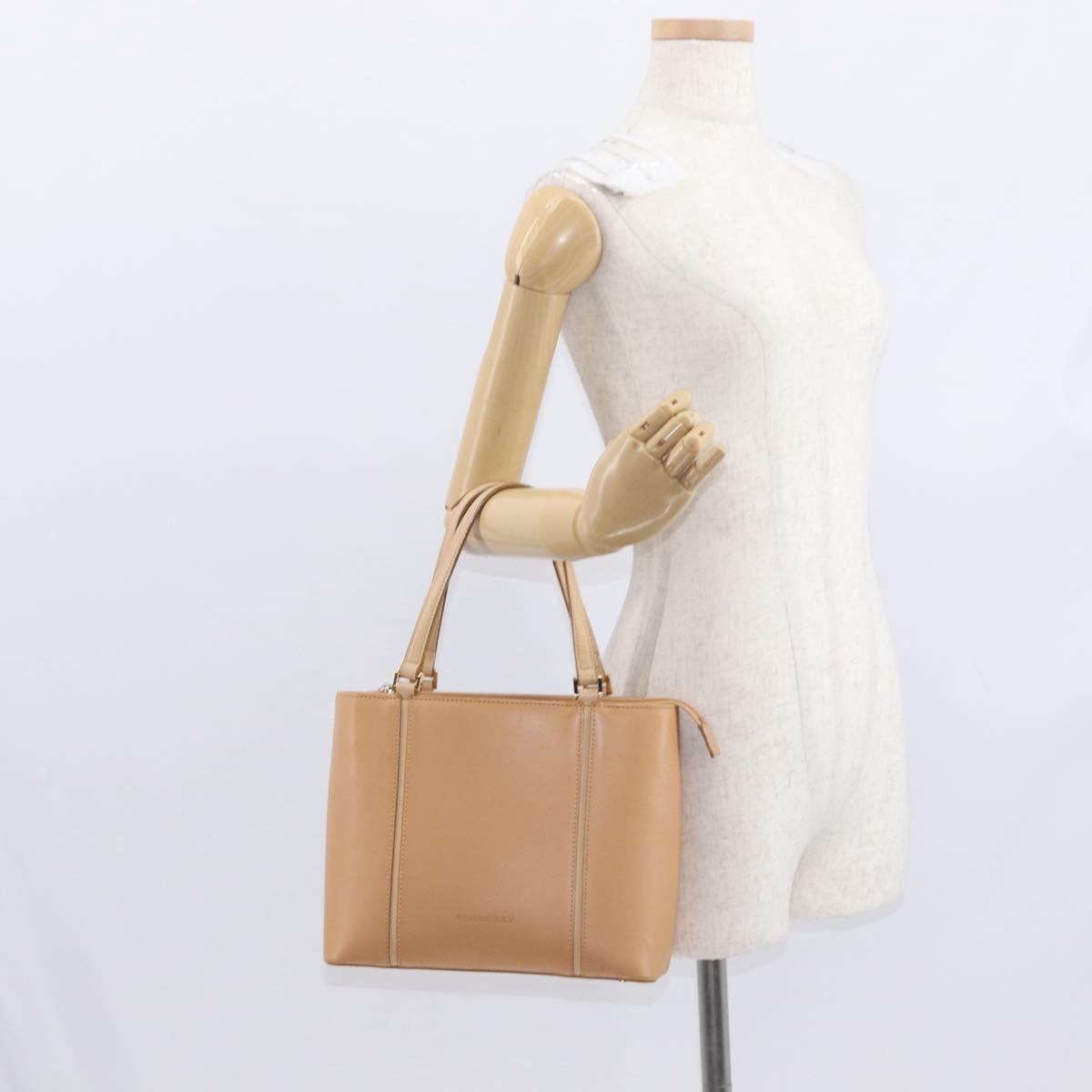 BURBERRY Hand Bag Leather Beige Gold Auth BA9489