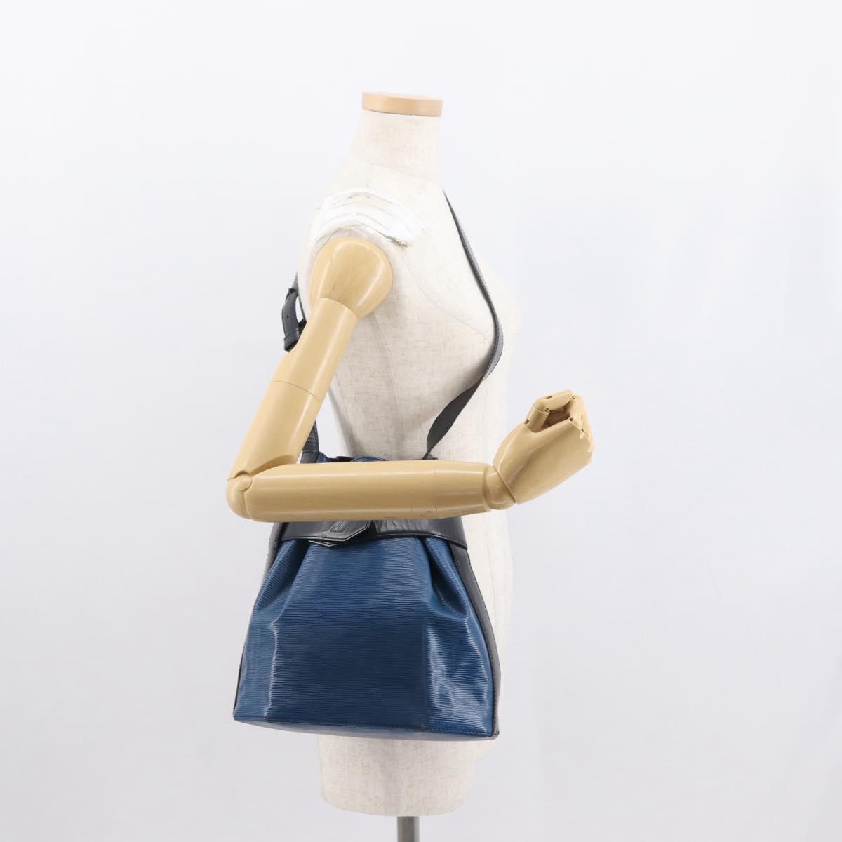 LOUIS VUITTON Epi Sac Depaule PM Shoulder Bag Blue Black LV Auth BA9493