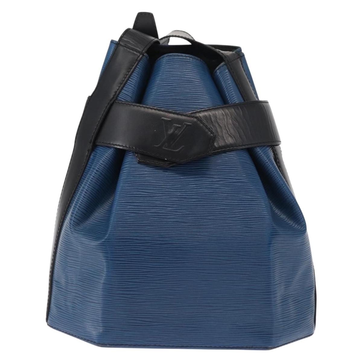 LOUIS VUITTON Epi Sac Depaule PM Shoulder Bag Blue Black LV Auth BA9493