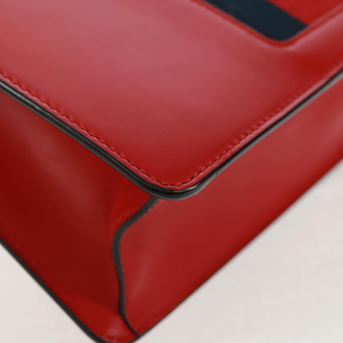 GUCCI Silvi Sherry Line Shoulder Bag Leather 2way Red Gold 421882 Auth BA9495V