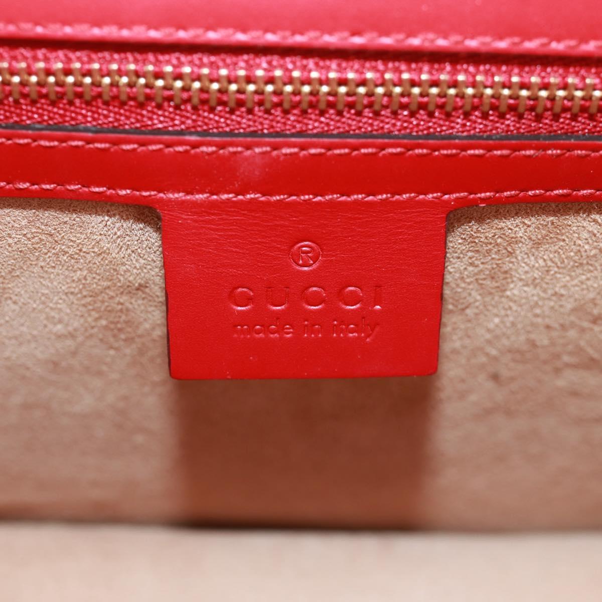 GUCCI Silvi Sherry Line Shoulder Bag Leather 2way Red Gold 421882 Auth BA9495V