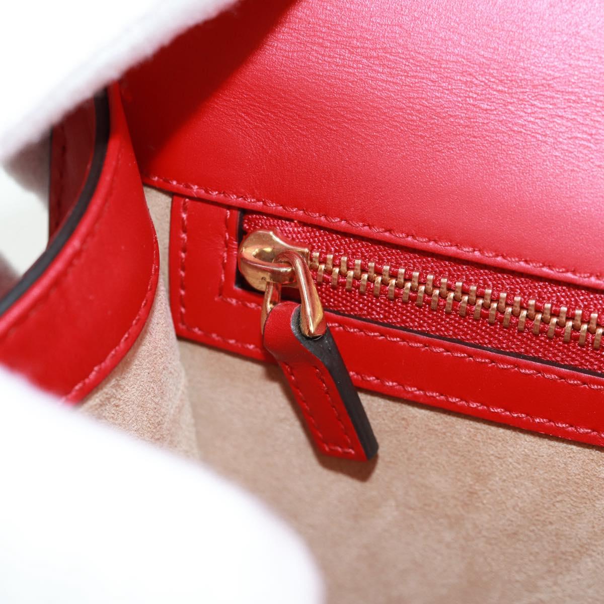 GUCCI Silvi Sherry Line Shoulder Bag Leather 2way Red Gold 421882 Auth BA9495V