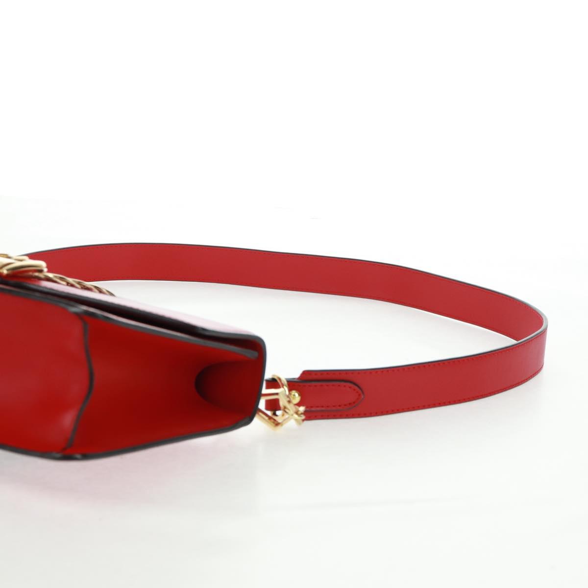 GUCCI Silvi Sherry Line Shoulder Bag Leather 2way Red Gold 421882 Auth BA9495V