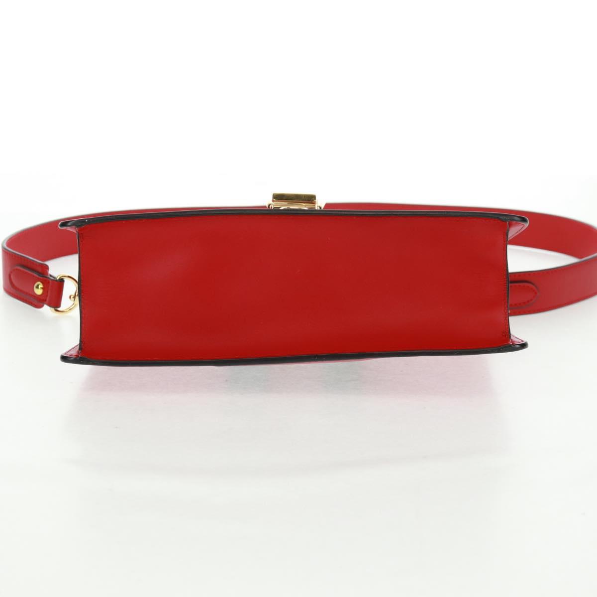 GUCCI Silvi Sherry Line Shoulder Bag Leather 2way Red Gold 421882 Auth BA9495V
