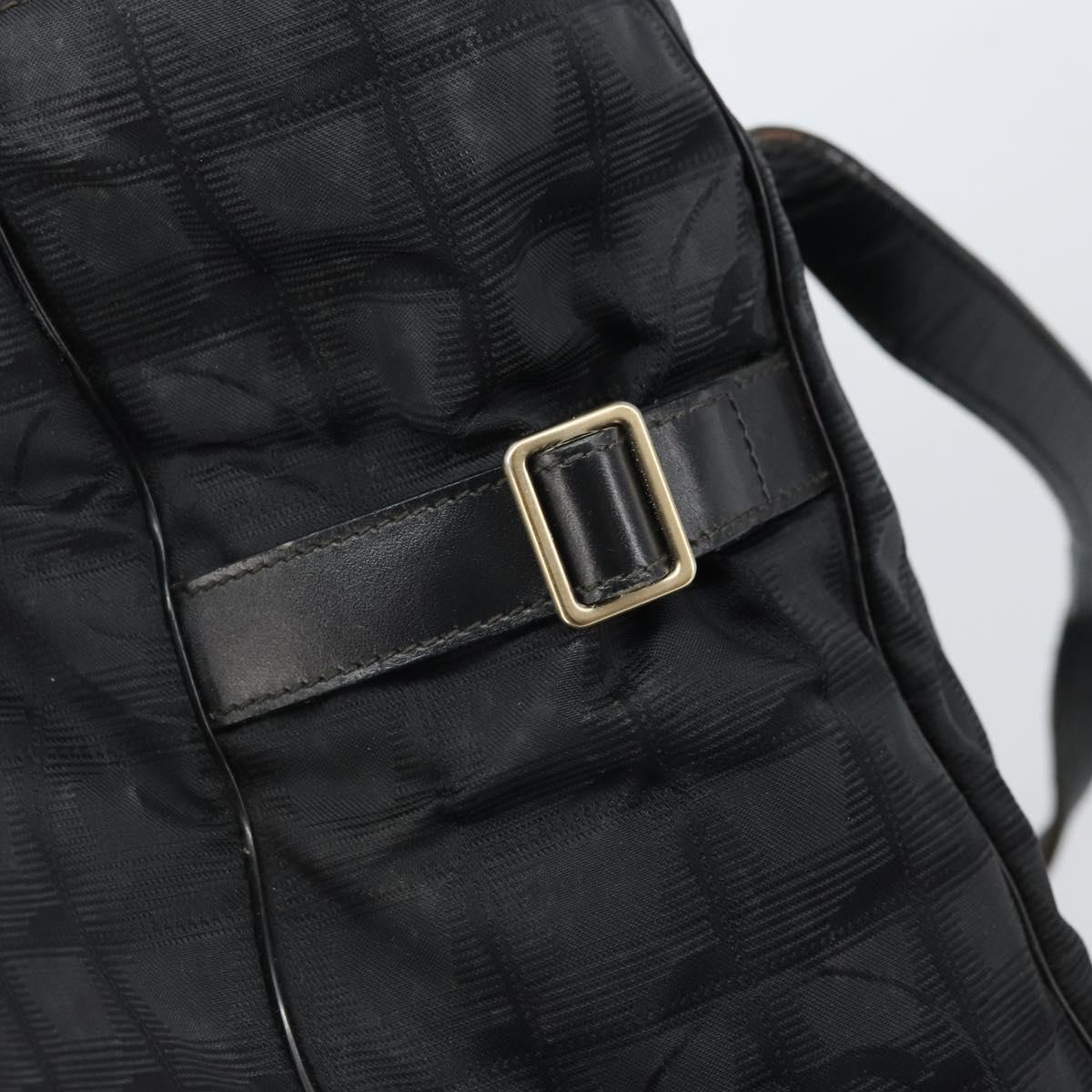 CHANEL New Travel Line Tote Bag Nylon Black Gold CC Auth BA9496