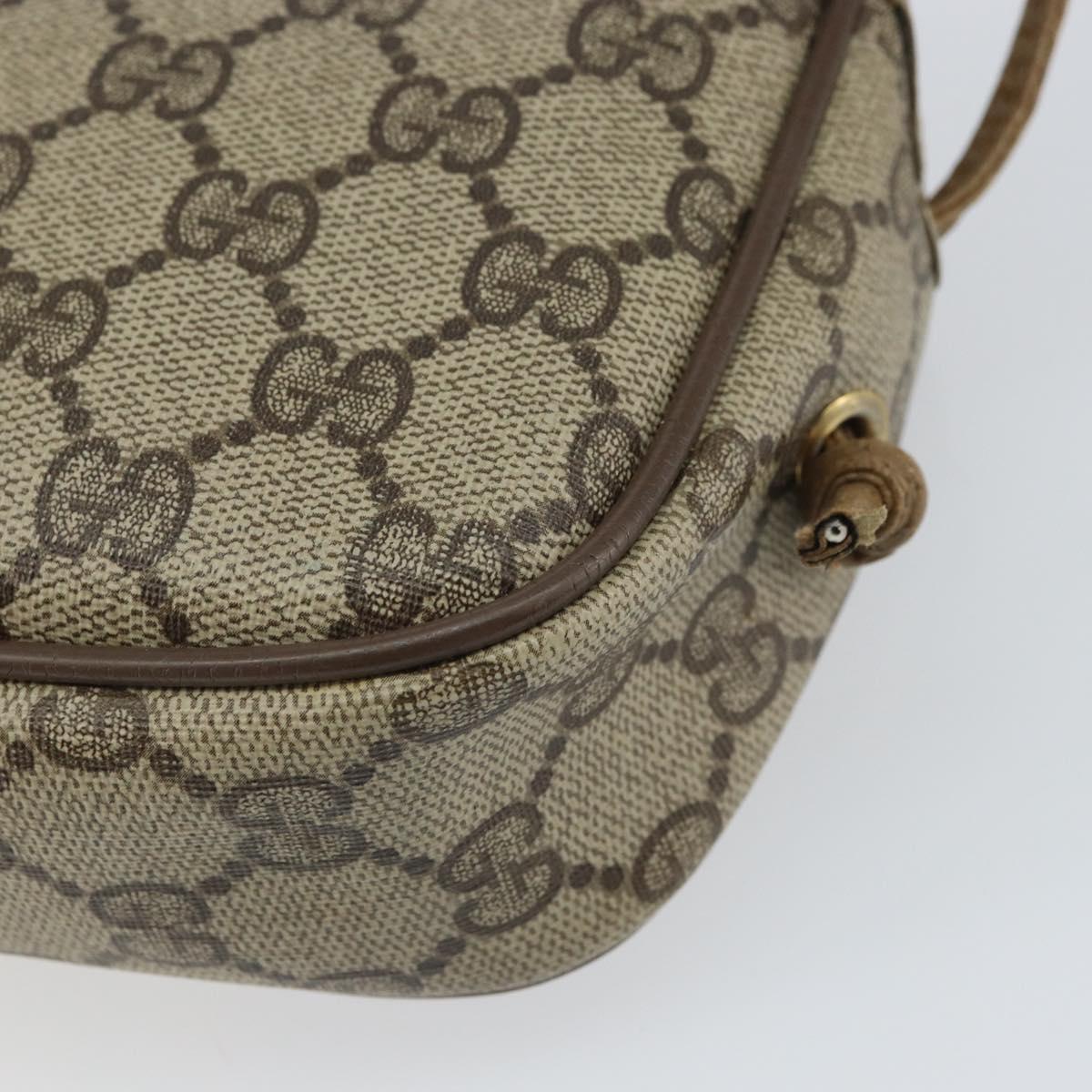 GUCCI GG Supreme Shoulder Bag PVC Beige Gold Auth BA9499