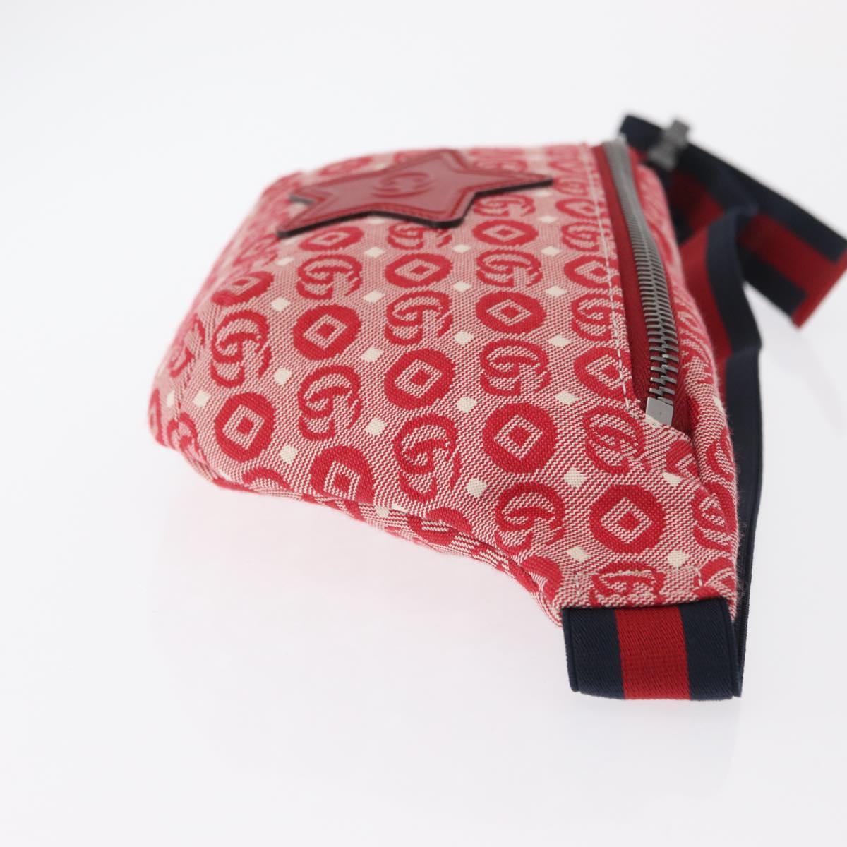 GUCCI Children's Sherry Line Waist bag Canvas Red Navy 502095 Auth BA9500