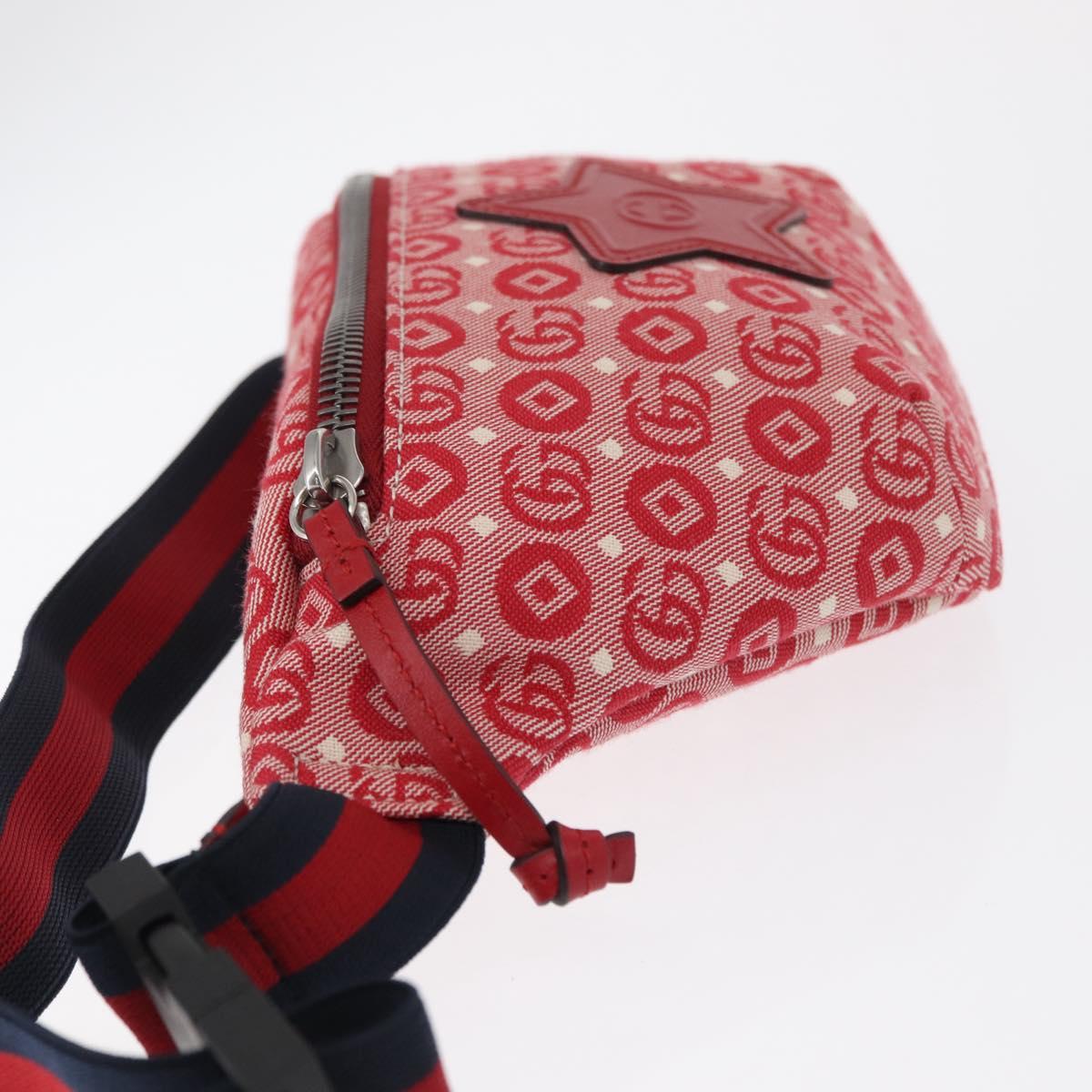 GUCCI Children's Sherry Line Waist bag Canvas Red Navy 502095 Auth BA9500