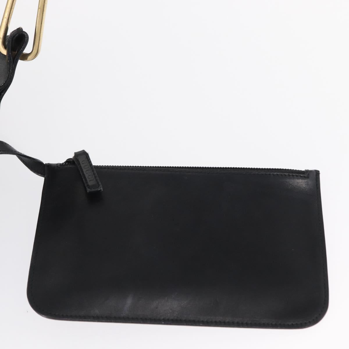 GUCCI Bamboo Shoulder Bag Leather Black Gold 001 1013 1881 Auth BA9503