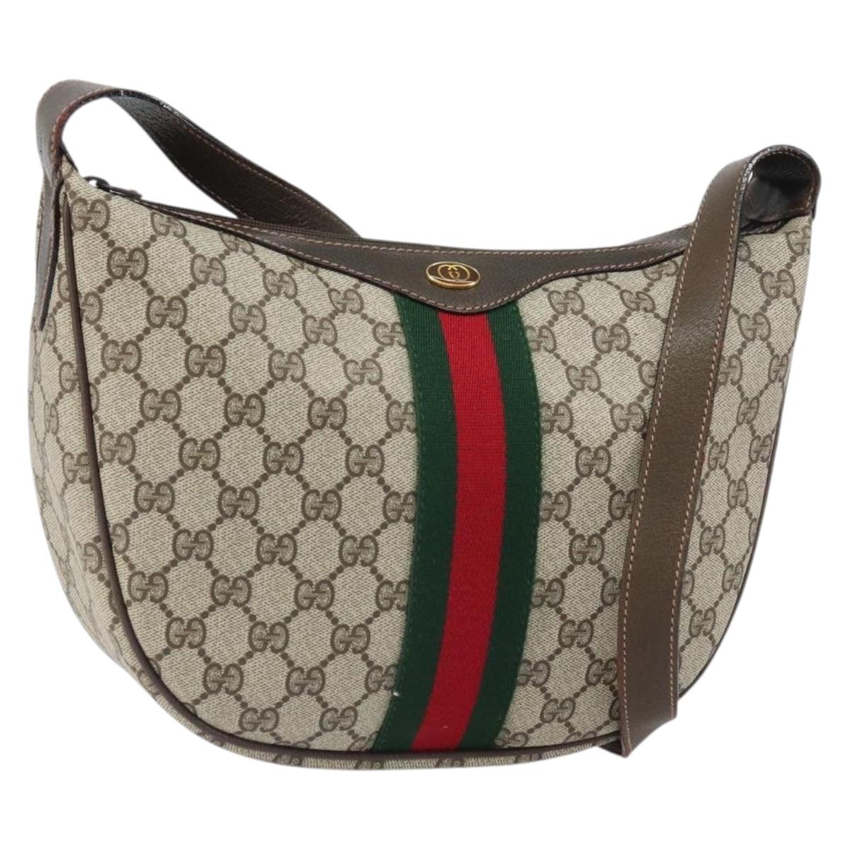 GUCCI GG Supreme Web Sherry Line Shoulder Bag PVC Beige Gold 010 378 Auth BA9508