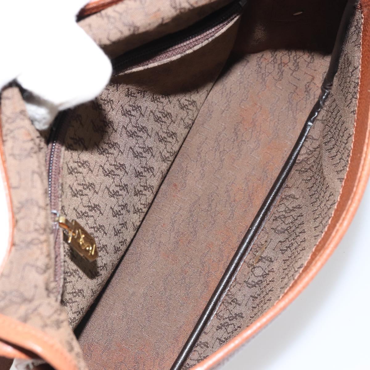 SAINT LAURENT Shoulder Bag Leather Brown Gold Auth BA9512