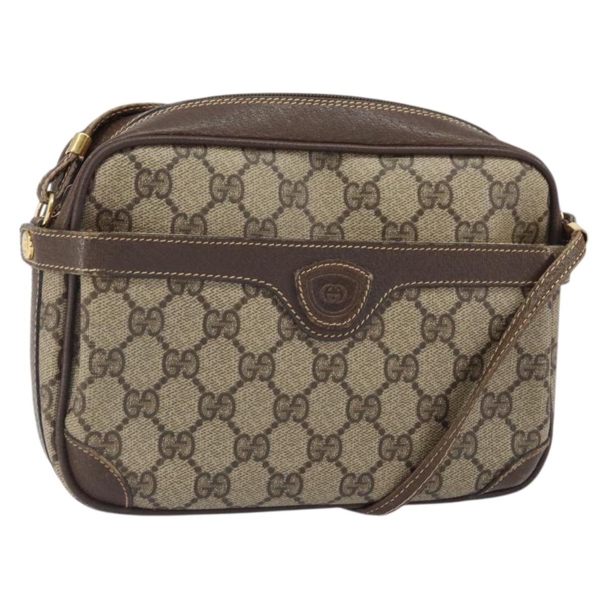 GUCCI GG Supreme Shoulder Bag PVC Leather Beige Gold 007 904 0423 Auth BA9514
