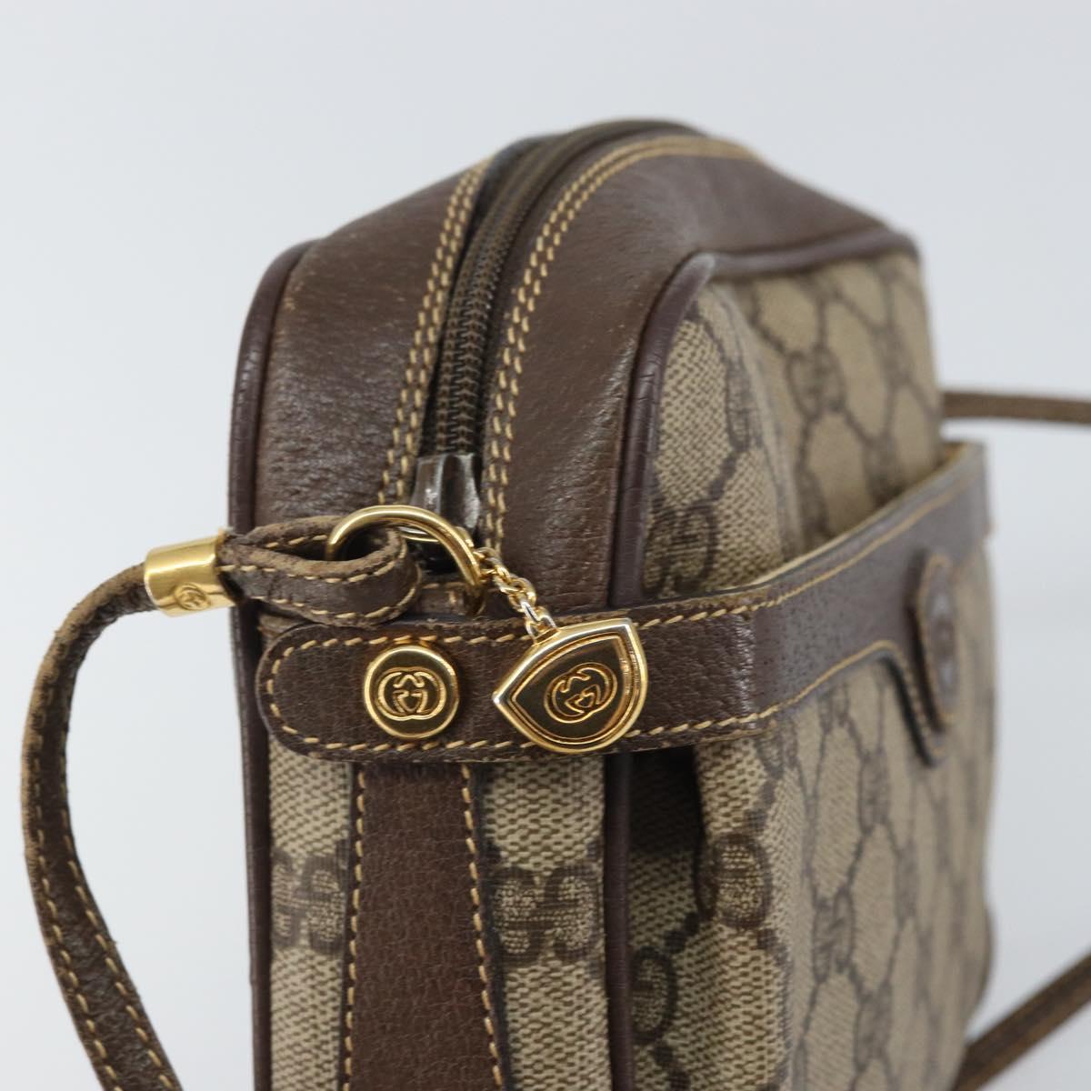 GUCCI GG Supreme Shoulder Bag PVC Leather Beige Gold 007 904 0423 Auth BA9514