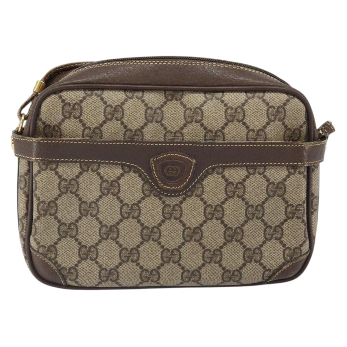 GUCCI GG Supreme Shoulder Bag PVC Leather Beige Gold 007 904 0423 Auth BA9514