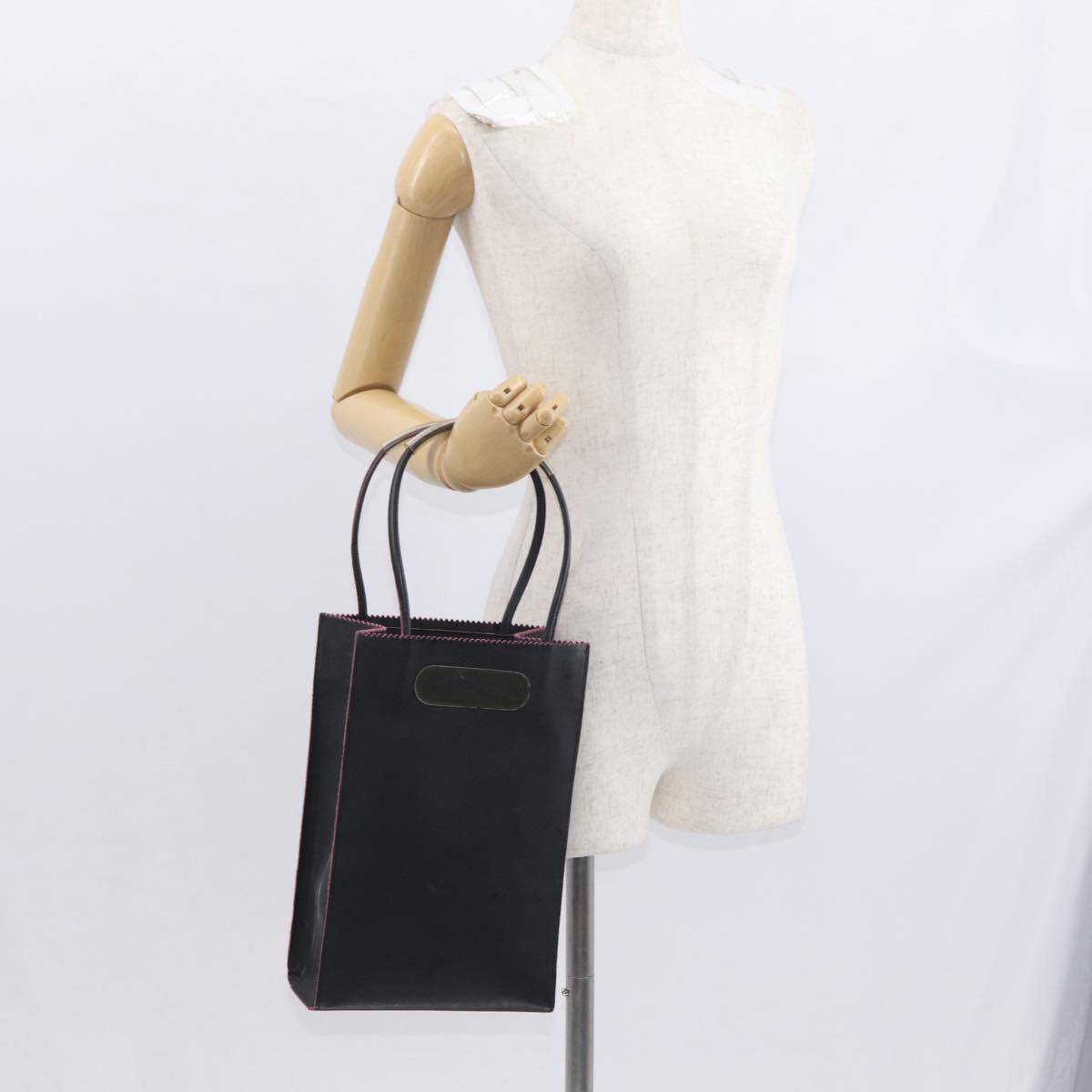 CHANEL Hand Bag Leather Black CC Auth BA9527