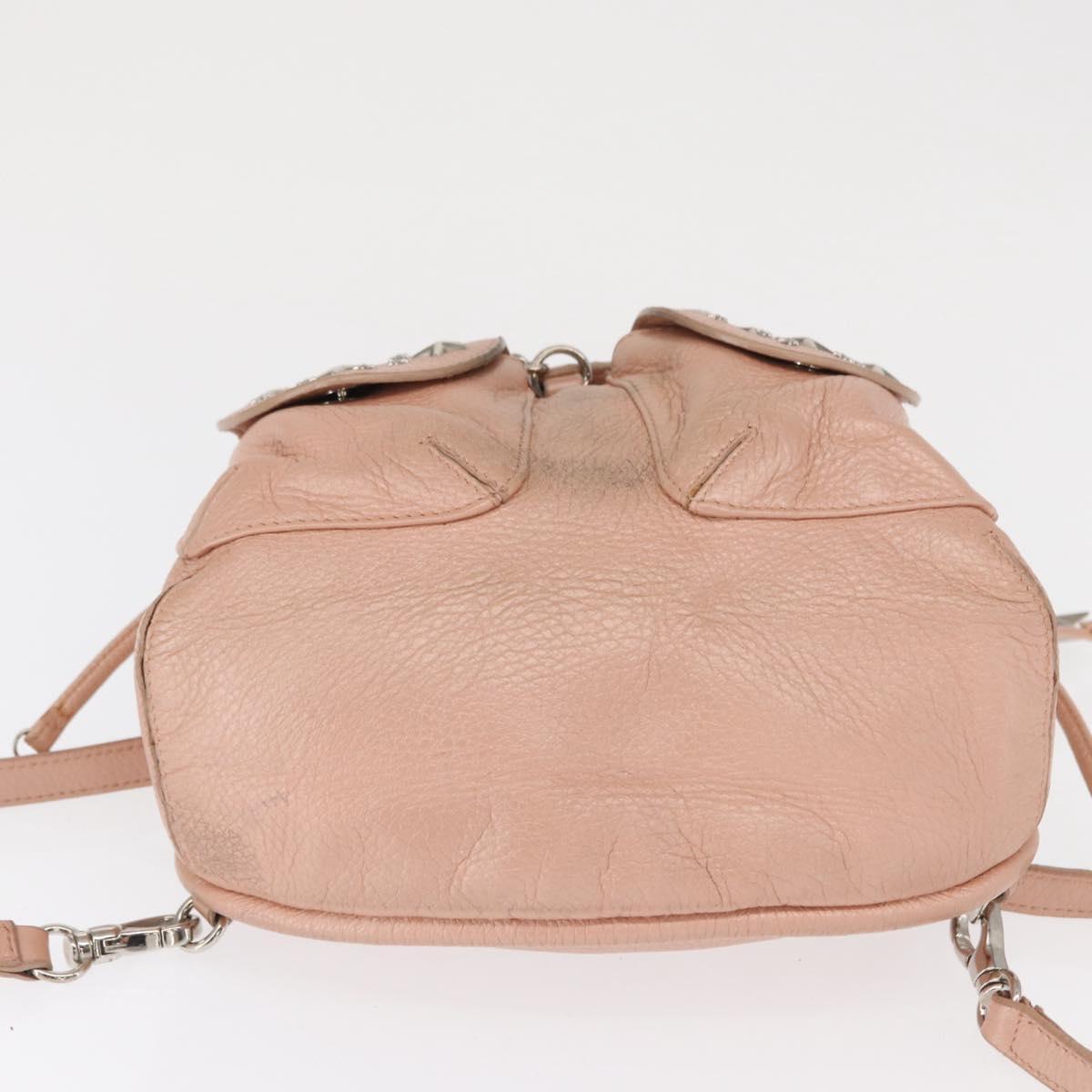 Jimmy Choo Love Backpack Leather Pink Silver Auth BA9528