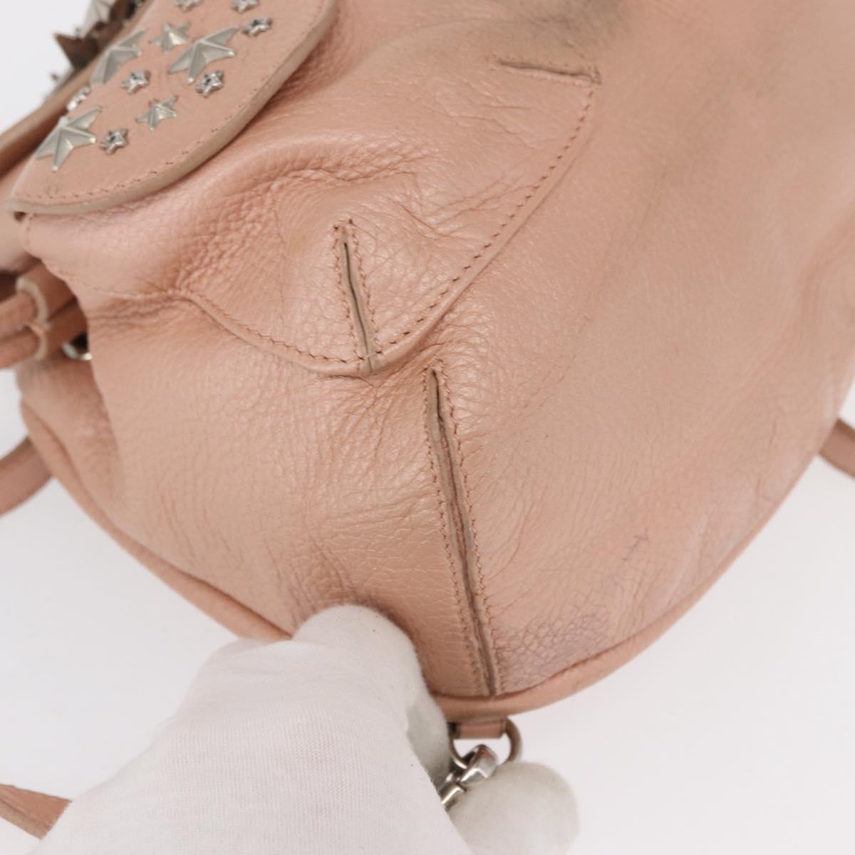 Jimmy Choo Love Backpack Leather Pink Silver Auth BA9528