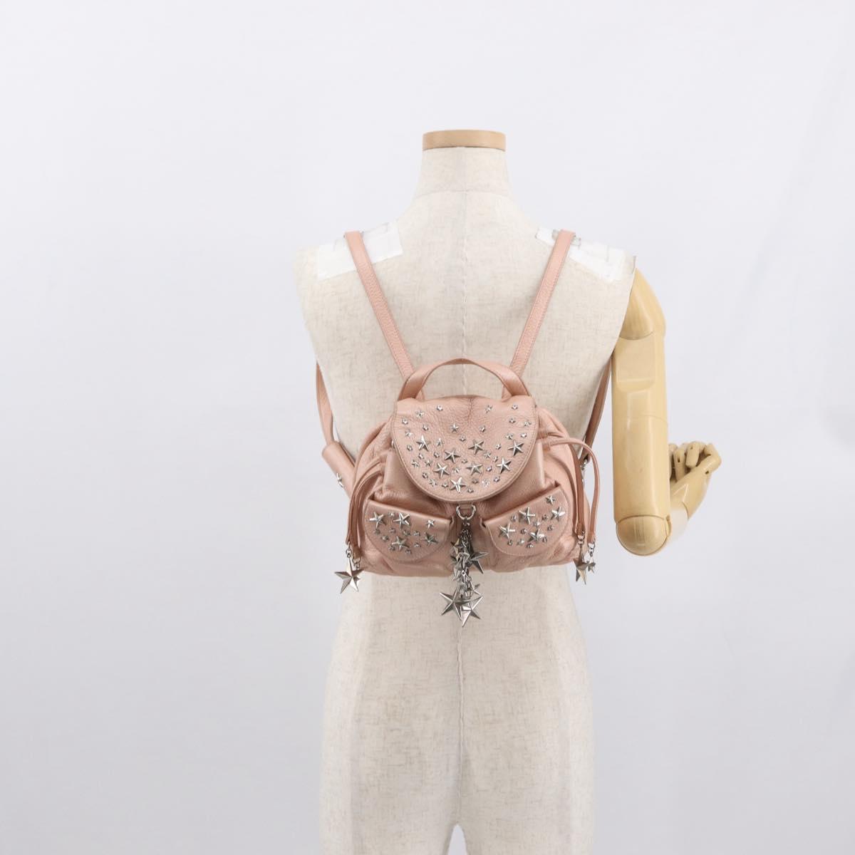 Jimmy Choo Love Backpack Leather Pink Silver Auth BA9528