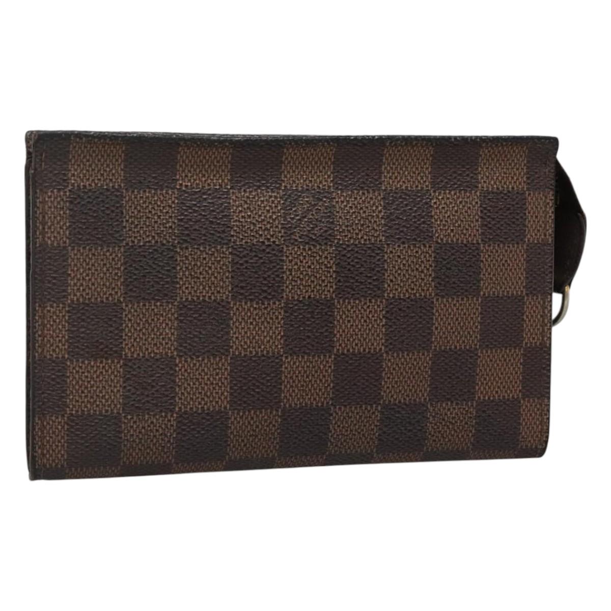 LOUIS VUITTON Damier Ebene Marais Pouch LV Auth BA953
