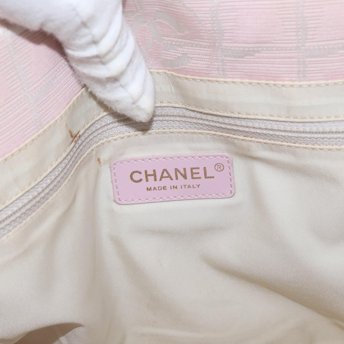 CHANEL New Travel line Tote Bag Nylon Pink Gold CC Auth BA9530