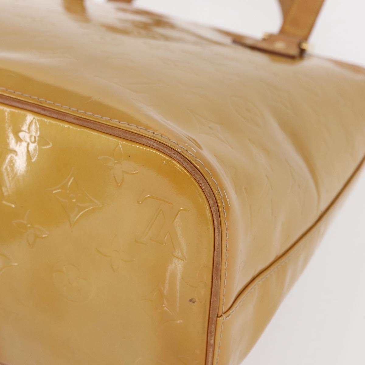 LOUIS VUITTON Monogram Vernis Houston Hand Bag Beige M91004 LV Auth BA9534