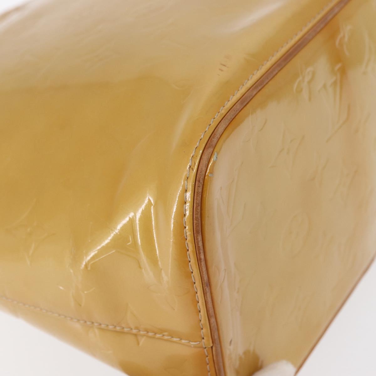LOUIS VUITTON Monogram Vernis Houston Hand Bag Beige M91004 LV Auth BA9534