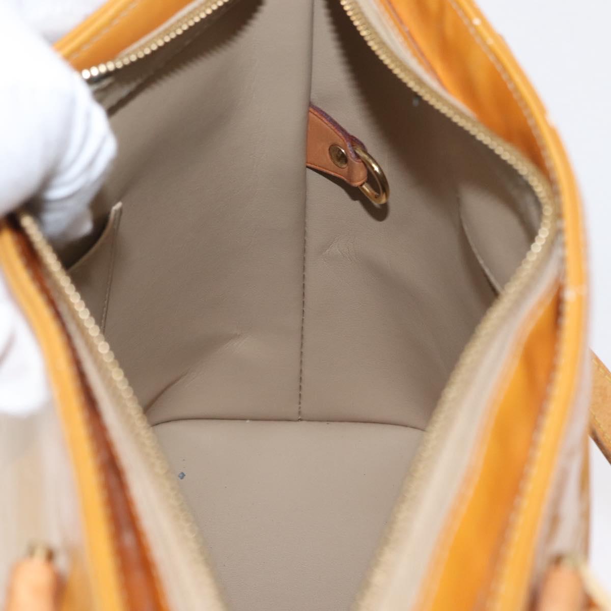 LOUIS VUITTON Monogram Vernis Houston Hand Bag Beige M91004 LV Auth BA9534