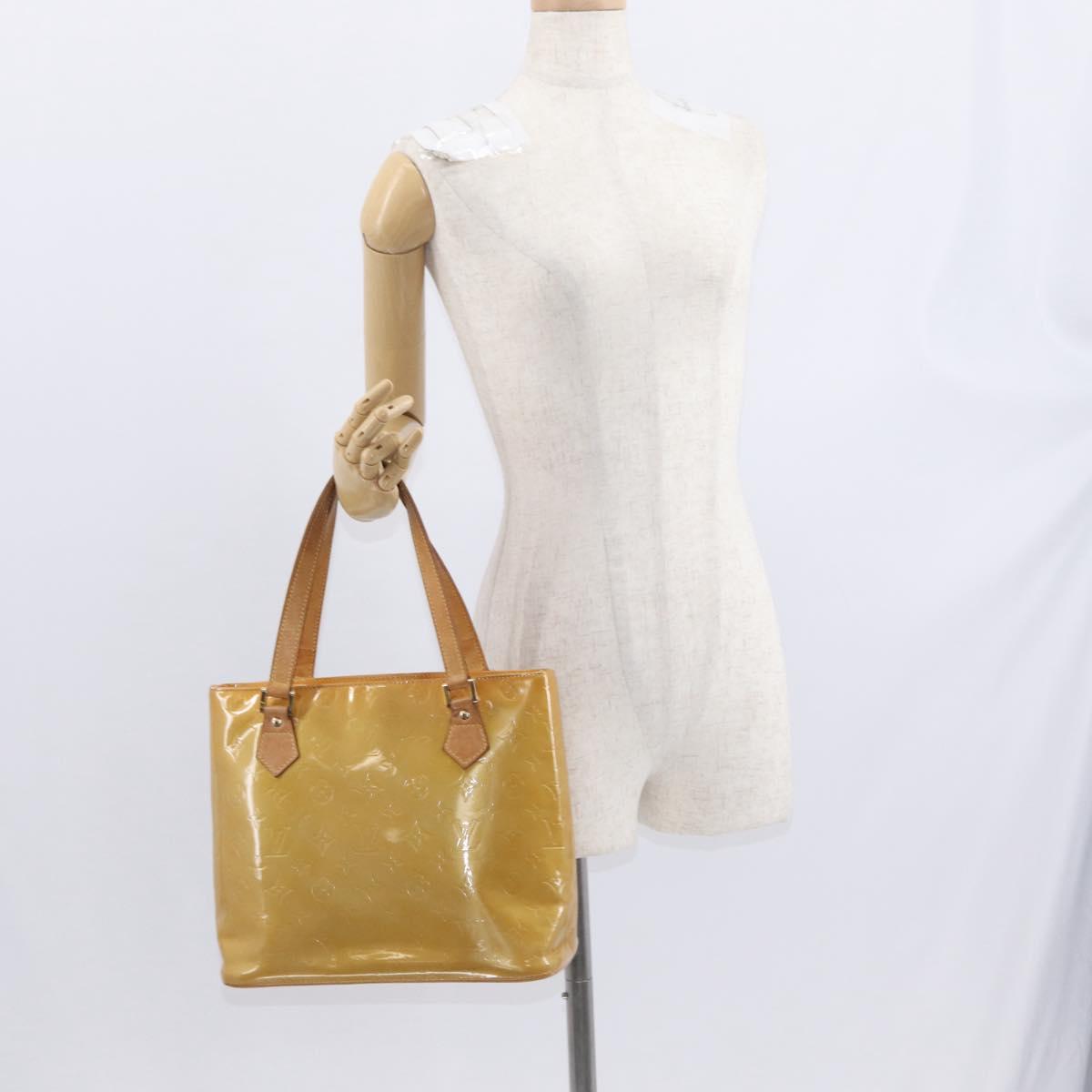 LOUIS VUITTON Monogram Vernis Houston Hand Bag Beige M91004 LV Auth BA9534