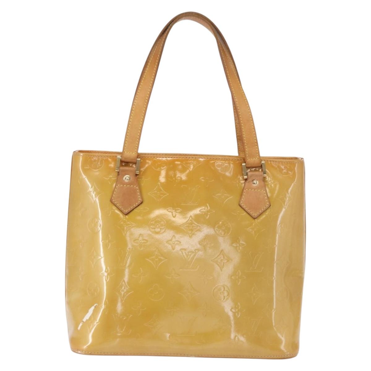 LOUIS VUITTON Monogram Vernis Houston Hand Bag Beige M91004 LV Auth BA9534