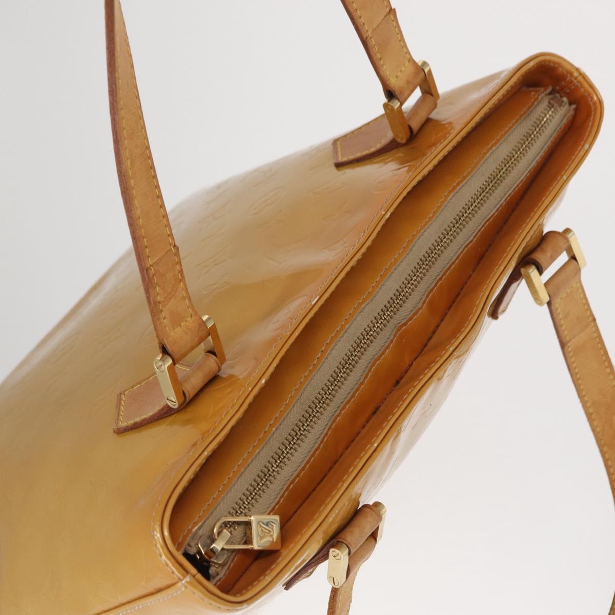 LOUIS VUITTON Monogram Vernis Houston Hand Bag Beige M91004 LV Auth BA9534
