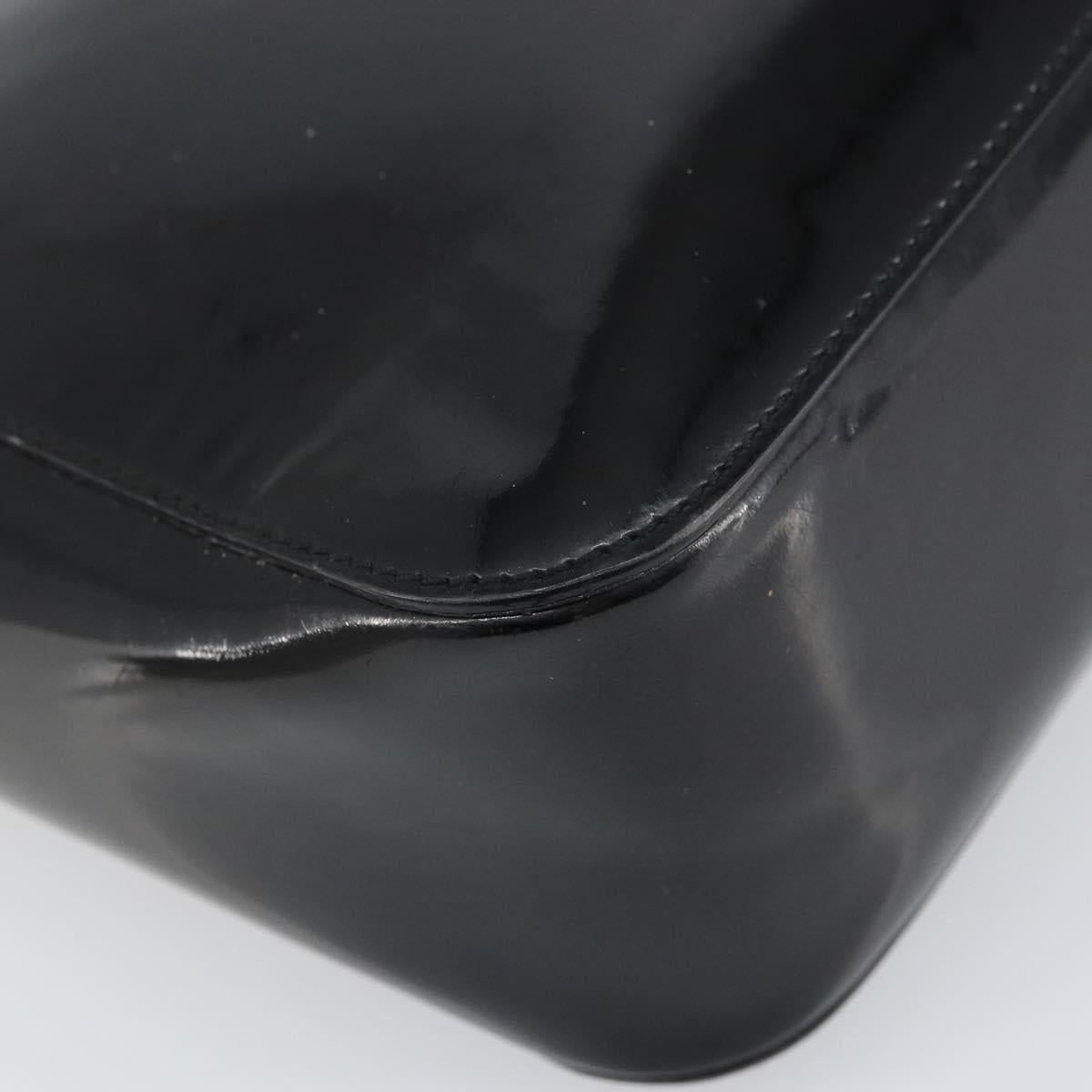 GUCCI Bamboo Hand Bag Patent leather Black 93152 Auth BA9541