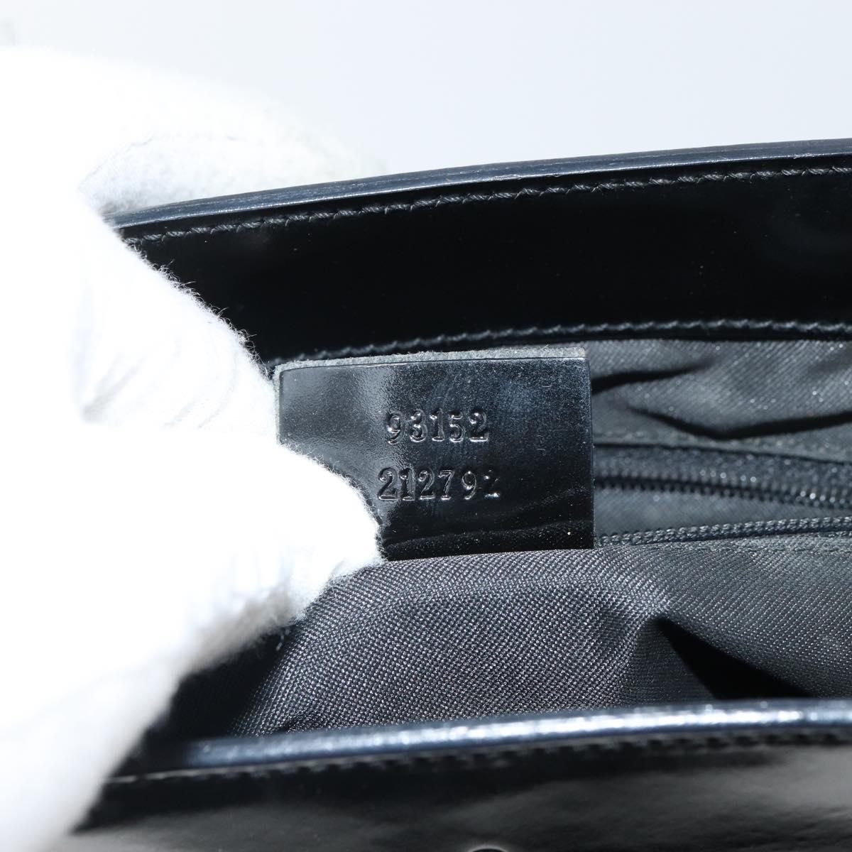 GUCCI Bamboo Hand Bag Patent leather Black 93152 Auth BA9541