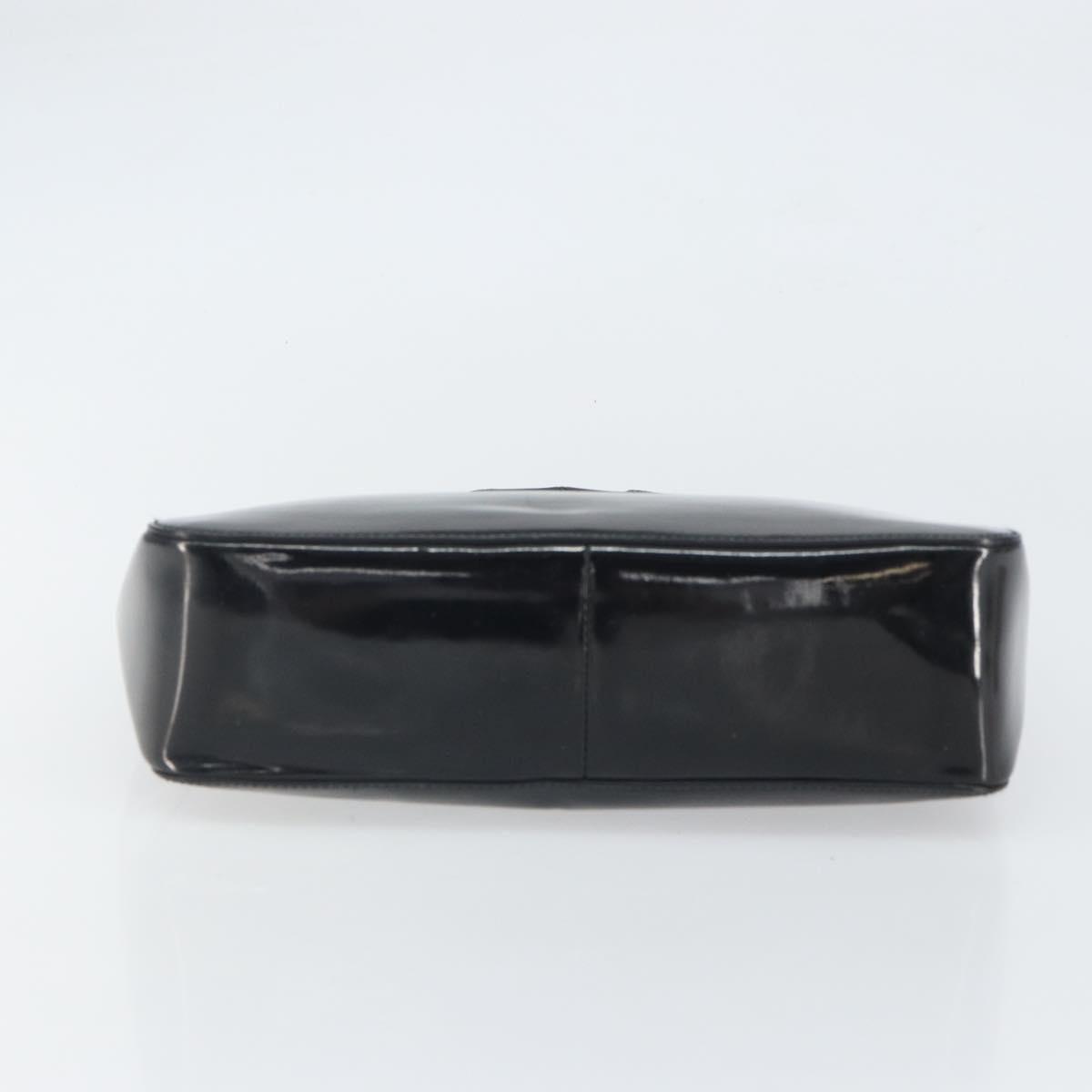 GUCCI Bamboo Hand Bag Patent leather Black 93152 Auth BA9541
