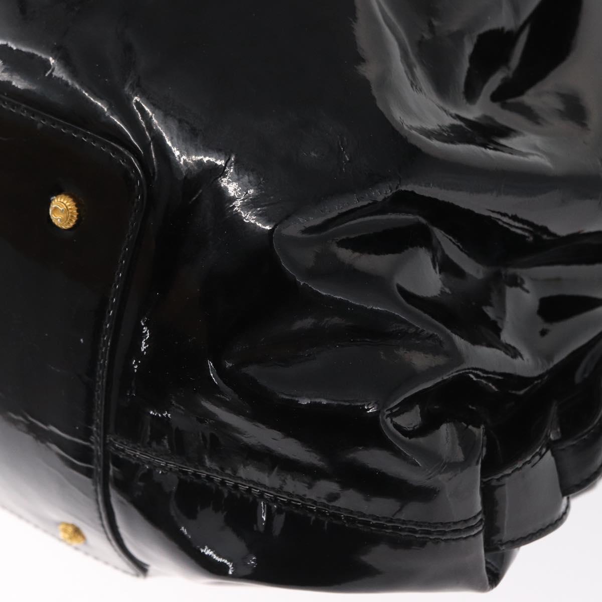 Salvatore Ferragamo Gancini Tote Bag Patent leather Black Gold Auth BA9545