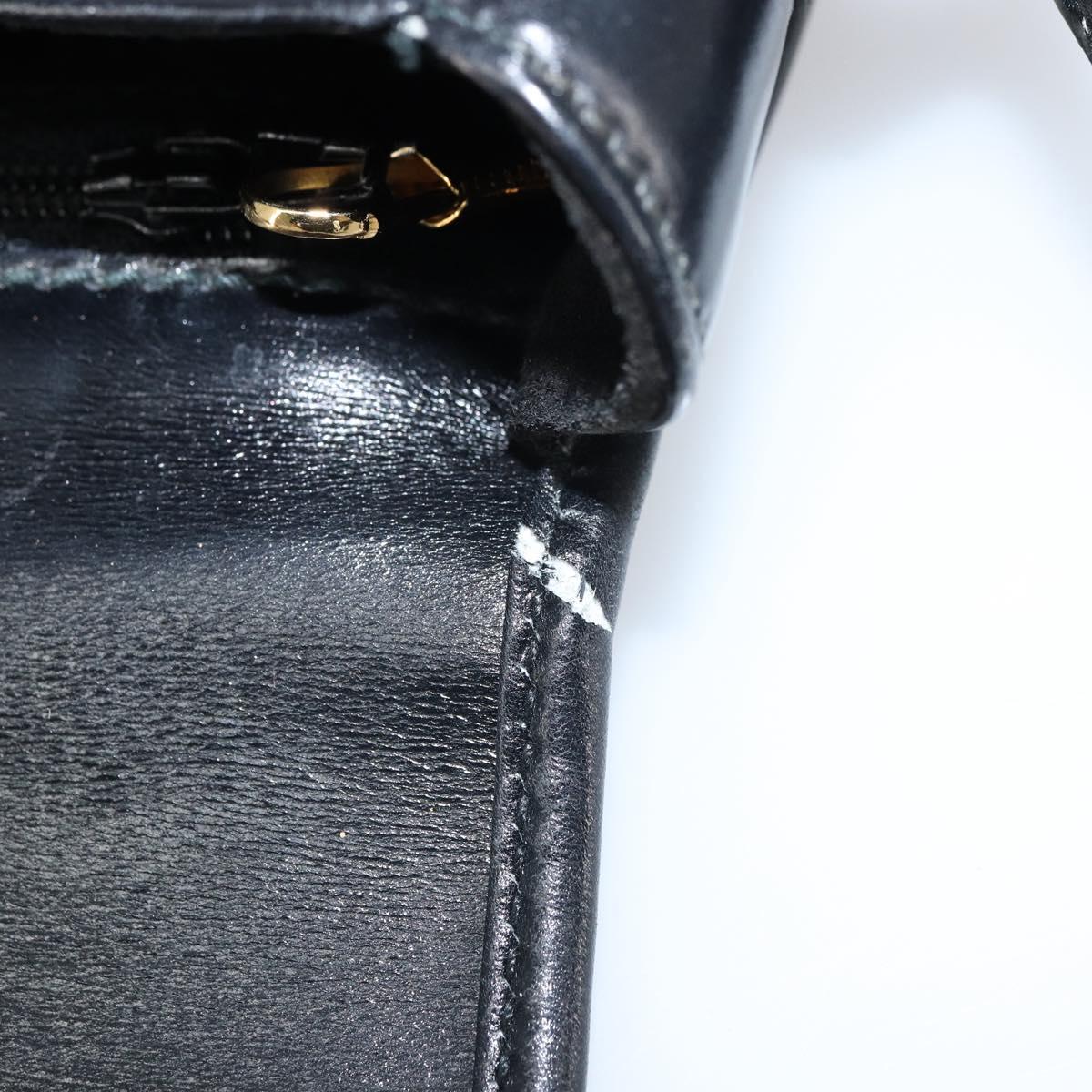 GUCCI Shoulder Bag Leather Black Gold 007 49 0074 Auth BA9548
