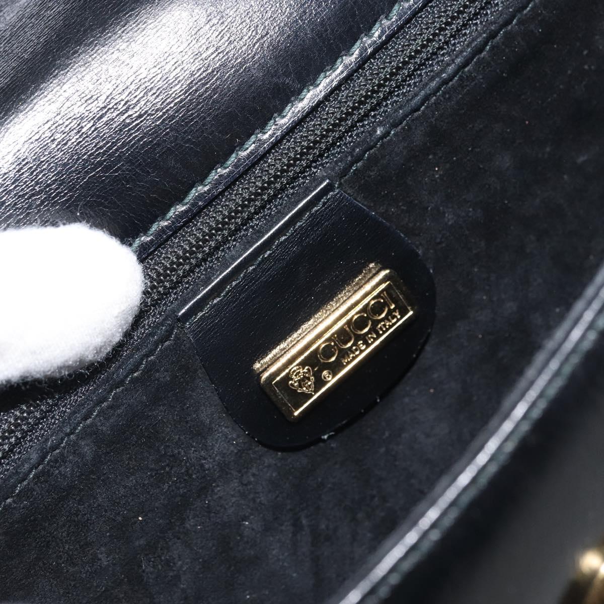 GUCCI Shoulder Bag Leather Black Gold 007 49 0074 Auth BA9548