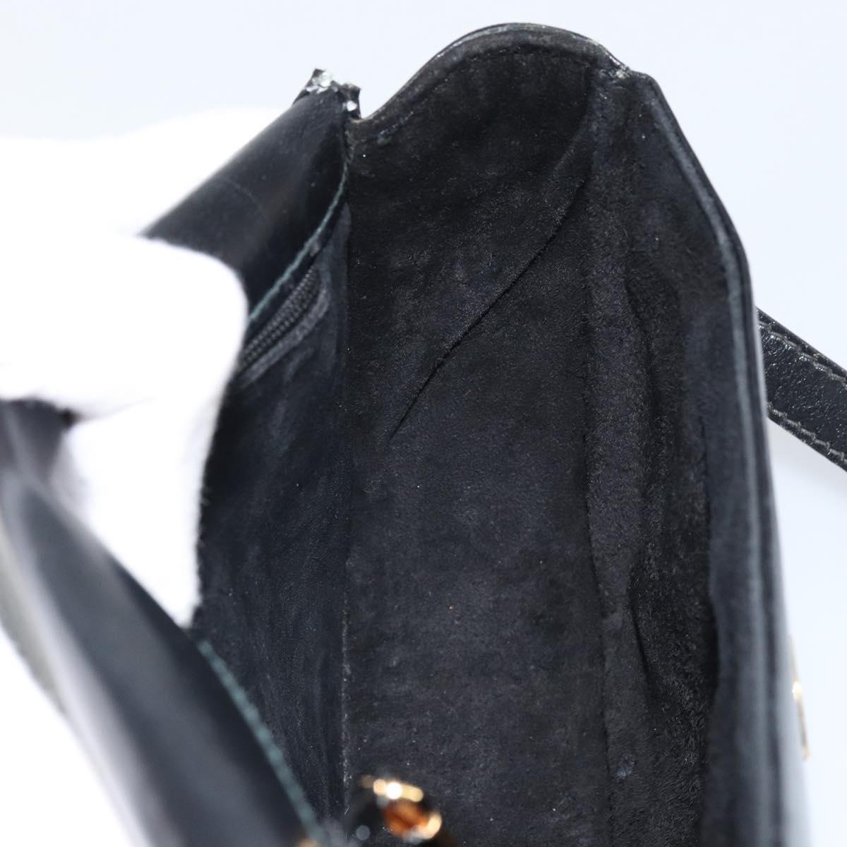 GUCCI Shoulder Bag Leather Black Gold 007 49 0074 Auth BA9548
