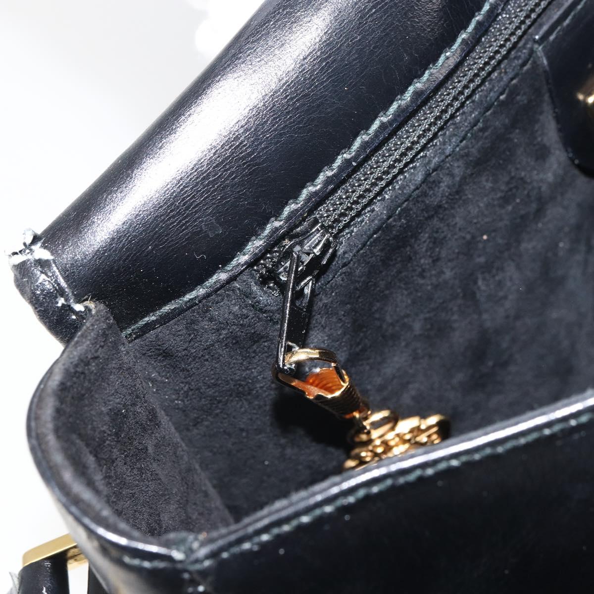 GUCCI Shoulder Bag Leather Black Gold 007 49 0074 Auth BA9548