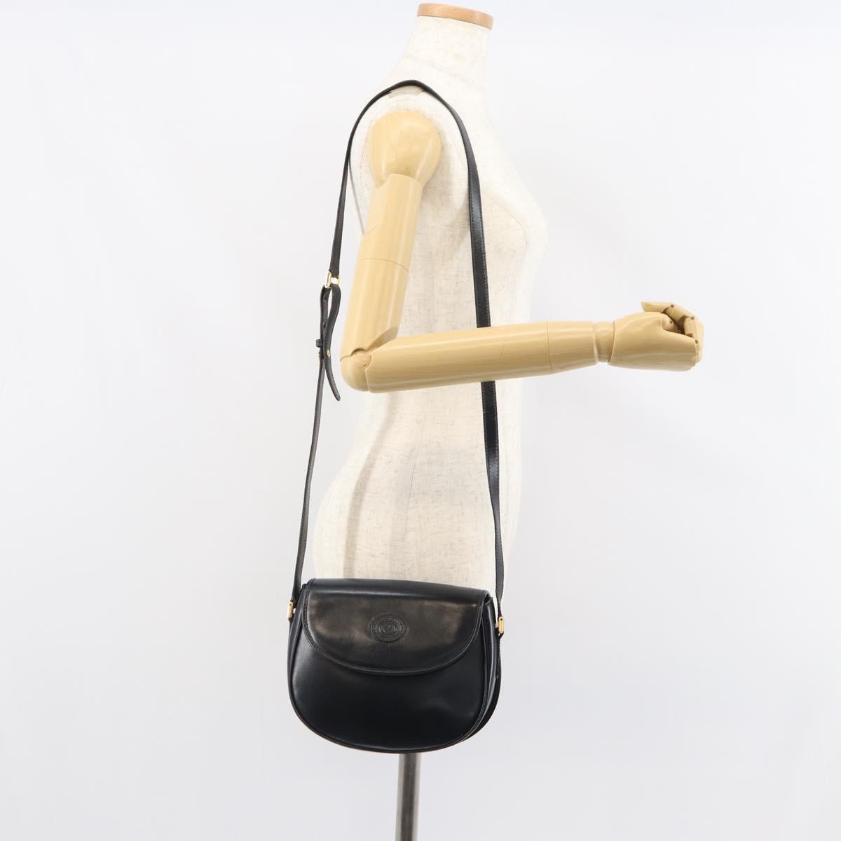 GUCCI Shoulder Bag Leather Black Gold 007 49 0074 Auth BA9548